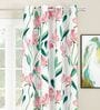White Floral Polyester 5 Ft Light Filtering Eyelet Window Curtains (Set of 2)