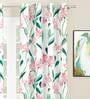 White Floral Polyester 7 Ft Light Filtering Eyelet Door Curtains (Set of 2)