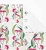 White Floral Polyester 7 Ft Light Filtering Eyelet Door Curtains (Set of 2)