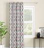 White Floral Polyester 7 Ft Light Filtering Eyelet Door Curtain