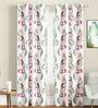 White Floral Polyester 7 Ft Light Filtering Eyelet Door Curtains (Set of 2)