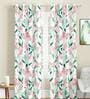 White Floral Polyester 7 Ft Light Filtering Eyelet Door Curtains (Set of 2)