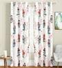 White Floral Polyester 7 Ft Light Filtering Eyelet Door Curtains (Set of 2)