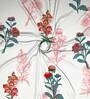 White Floral Polyester 7 Ft Light Filtering Eyelet Door Curtain