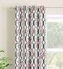 White Floral Polyester 7 Ft Light Filtering Eyelet Door Curtain