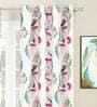 White Floral Polyester 7 Ft Light Filtering Eyelet Door Curtains (Set of 2)