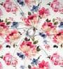 White Floral Polyester 7 Ft Light Filtering Eyelet Door Curtain
