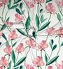 White Floral Polyester 7 Ft Light Filtering Eyelet Door Curtain