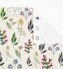 White Floral Polyester 9 Ft Light Filtering Eyelet Door Curtain