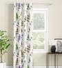 White Floral Polyester 9 Ft Light Filtering Eyelet Door Curtain