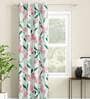 White Floral Polyester 9 Ft Light Filtering Eyelet Door Curtain