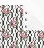 White Floral Polyester 9 Ft Light Filtering Eyelet Door Curtain