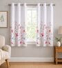 White Polyester Floral 5ft Room Darkening Eyelet Window Curtains (2 Pc)