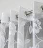 White Floral Polyester 5 Ft Sheer Eyelet Window Curtains (Set of 2)