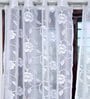 White Floral Polyester 5 Ft Sheer Eyelet Window Curtains (Set of 2)