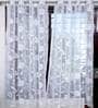 White Floral Polyester 5 Ft Sheer Eyelet Window Curtains (Set of 2)