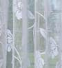 White Floral Polyester 5 Ft Sheer Eyelet Window Curtains (Set of 2)
