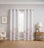 White Polyester Floral 7ft Room Darkening Eyelet Door Curtains (2 Pc)