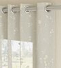 White Floral Polyester 7 Ft Sheer Eyelet Door Curtain