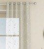 White Floral Polyester 7 Ft Sheer Eyelet Door Curtain