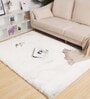 White Solid Polyester 4 ft x 6 ft Machine Made Carpet