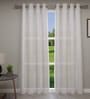 White Solid Polyester 7 Ft Sheer Eyelet Door Curtains (Set of 2)
