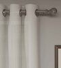 White Solid Polyester 7 Ft Sheer Eyelet Door Curtains (Set of 2)