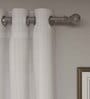 White Solid Polyester 7 Ft Sheer Eyelet Door Curtains (Set of 2)
