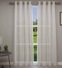 White Solid Polyester 7 Ft Sheer Eyelet Door Curtains (Set of 2)