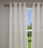 White Solid Polyester 7 Ft Sheer Eyelet Door Curtains (Set of 2)