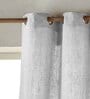 White Polyester Striped 5Ft Sheer Eyelet Window Curtains (Pack of 2)