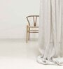 White Polyester Striped 5Ft Sheer Eyelet Window Curtains (Pack of 2)