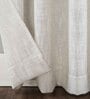 White Polyester Striped 5Ft Sheer Eyelet Window Curtains (Pack of 2)