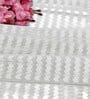 White Polyester Striped 9ft Sheer Eyelet Door Curtain
