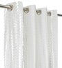 White Polyester Striped 9ft Sheer Eyelet Door Curtain