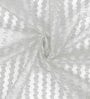 White Polyester Striped 9ft Sheer Eyelet Door Curtain