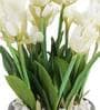 Polyester White Tulip Flower With Ceramic Pot Artificial Plants
