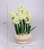 White Flower Artificial Bunch & White Pebbles with Ceramic Pot