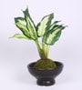 White & Green Artificial Bonsai Plant with Ceramic Pot
