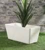 White Polystone Rectangular Shaped Planter