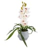 White Pu Foam Velvet Orchid Elegance Pot With Flower