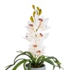 White Pu Foam Velvet Orchid Elegance Pot With Flower
