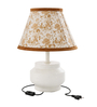 White Round Base Table Lamp with Printed Shade