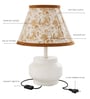 White Round Base Table Lamp with Printed Shade