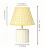 White Round Base Table Lamp with Yellow Plaid Shade