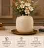 White Rounded Square Flower Vase for Home Decor, Iron, Matte Powder-Coated Finish