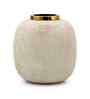 White Rounded Square Flower Vase for Home Decor, Iron, Matte Powder-Coated Finish