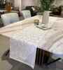 White Sareta 100% Cotton 14x72 Inches Floral Table Runner