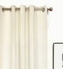 Off White Geometric Cotton 7 Ft Semisheer Eyelet Door Curtains (Set of 2)
