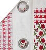 White Floral Cotton 7 Ft Semisheer Eyelet Door Curtain
